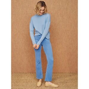 J.McLaughlin Womens Periwinkle Blue‎ Velvet Straight Leg Pants Size 12 High Rise